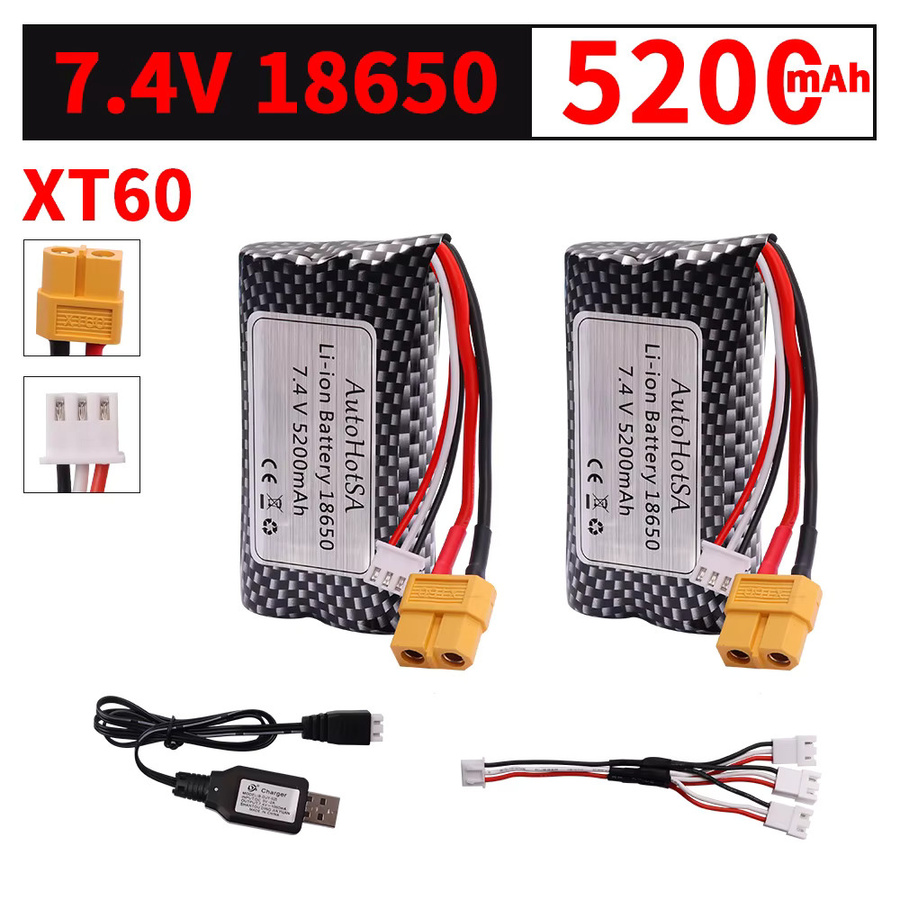 jiaojiren 18650 5200 mAh 2S Li-Ion batterie 7,4 V XT60, 1/16 RC tank spielzeug teile, CE-gekennzeichnet - Bild 2