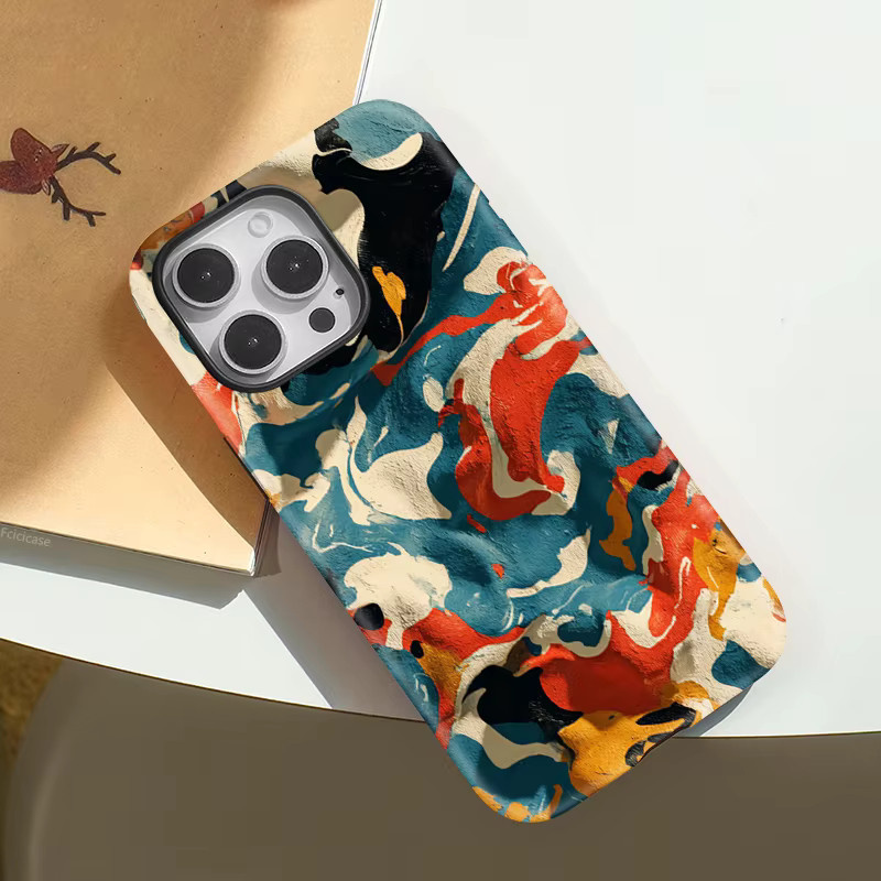 Fcicicase Kunst Malerei Handyhülle für iPhone 11 bis 16 Pro Max, magnetische matte Silikon Schutzhülle mit MagSafe Wireless Charging Unterstützung, Multicolor - Bild 4