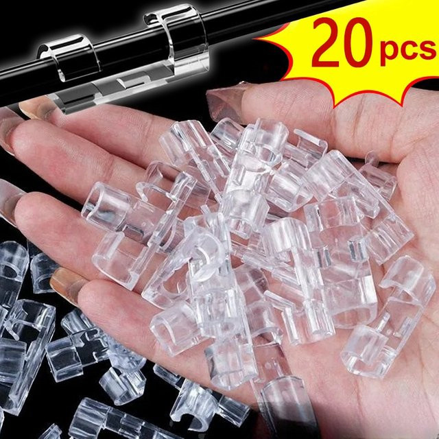 Selbstklebende Kabelbinder und Draht-Organizer Set in Transparent für Ethernet und LAN Kabel, 16 bis 20 Stück - Bild 1