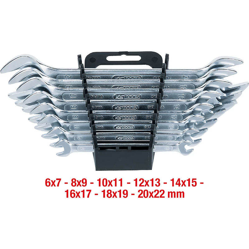 KS Tools Classic Doppel-Maulschlüssel-Satz aus Chrom-Vanadium, 8-teilig, Farbe: Silber, Schlüsselweite: 6x7-20x22mm - Bild 6