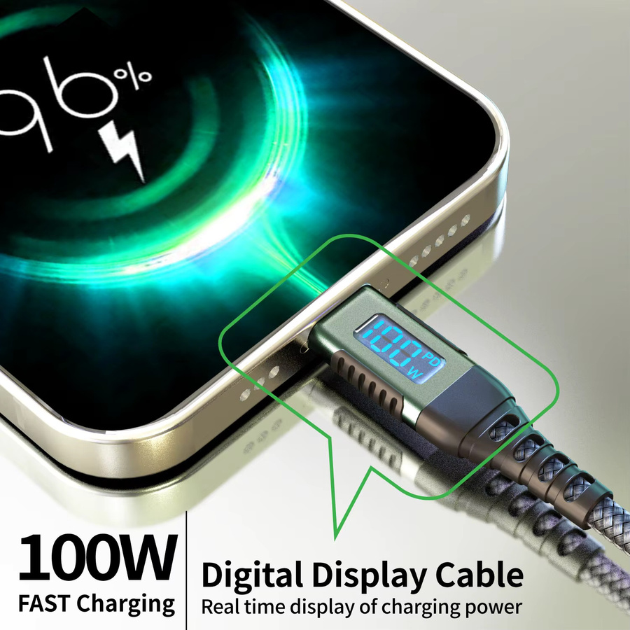KakuuCa USB-C zu USB-C Kabel, 100W Ladekabel in Grün für iPhone 17/16/15, MacBook, iPad, Dell XPS und Samsung Galaxy S25/S24 - Bild 5