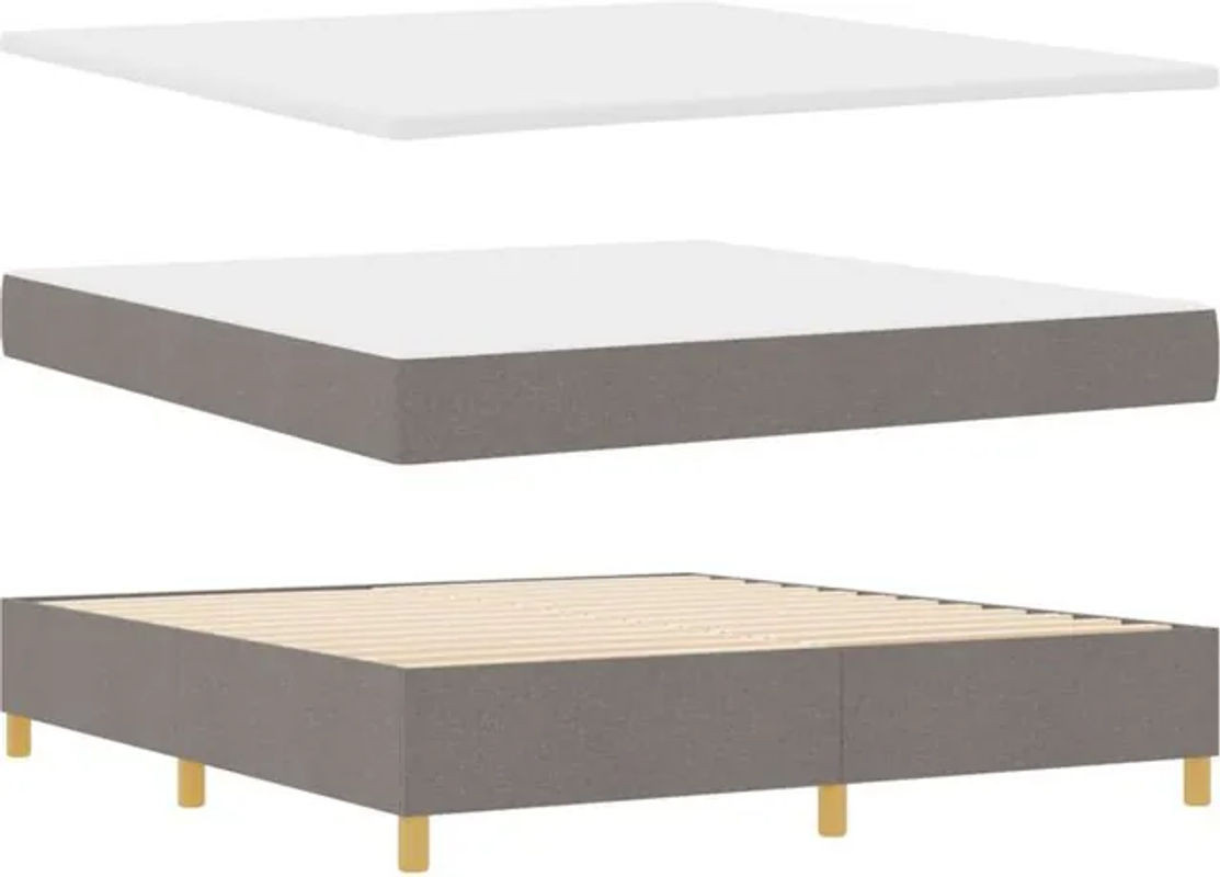 vidaXL Boxspringbett mit Matratze und Bank in Taupe meliert, Modernes Design aus Stoff und Holzwerkstoff, B/T/H: 180 x 200 x 128 cm - Bild 1