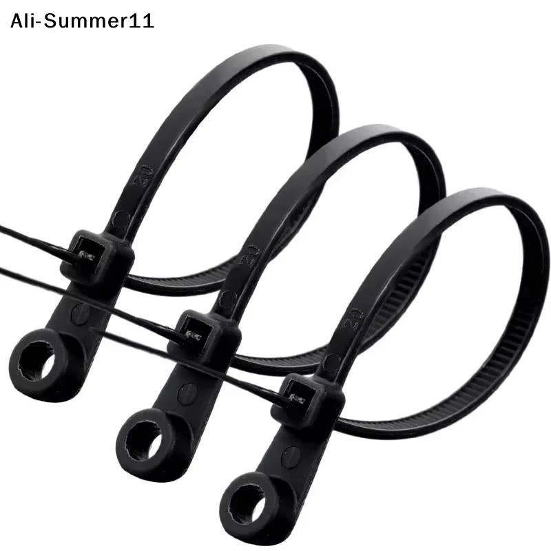 Ew1 Kabelbinder mit Schraubloch aus Nylon, 100 Stück, schwarz, wiederverwendbare Befestigungsschlaufen für deinen Büro-Organizer - Bild 4