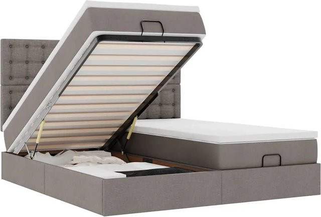 vidaXL Ottoman-Bett mit Matratzen in Taupe, B/T: 180 x 200 cm - Bild 1