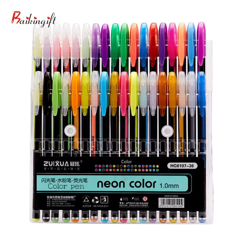 Baikingift Glitter Gel Stifte Set, 12 Teile, Mehrfarbig, Glitzer Marker für Schule, Büro und Kunst - Bild 2