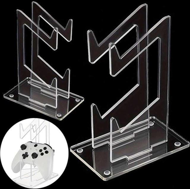 Doppeldeck Game Controller Halter und Gaming Headset Ständer aus Acryl in Transparent - Bild 1