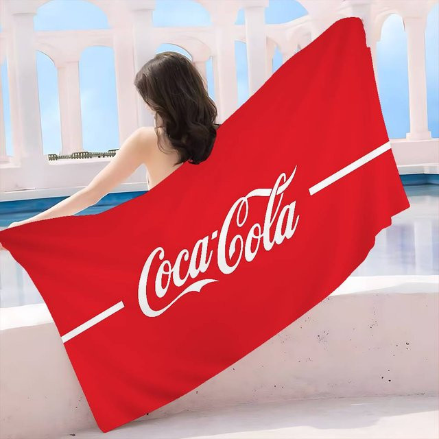Coca-Cola Vintage Logo Mikrofaser Strandtuch, rot, B/H: 50 x 100 cm - Bild 1