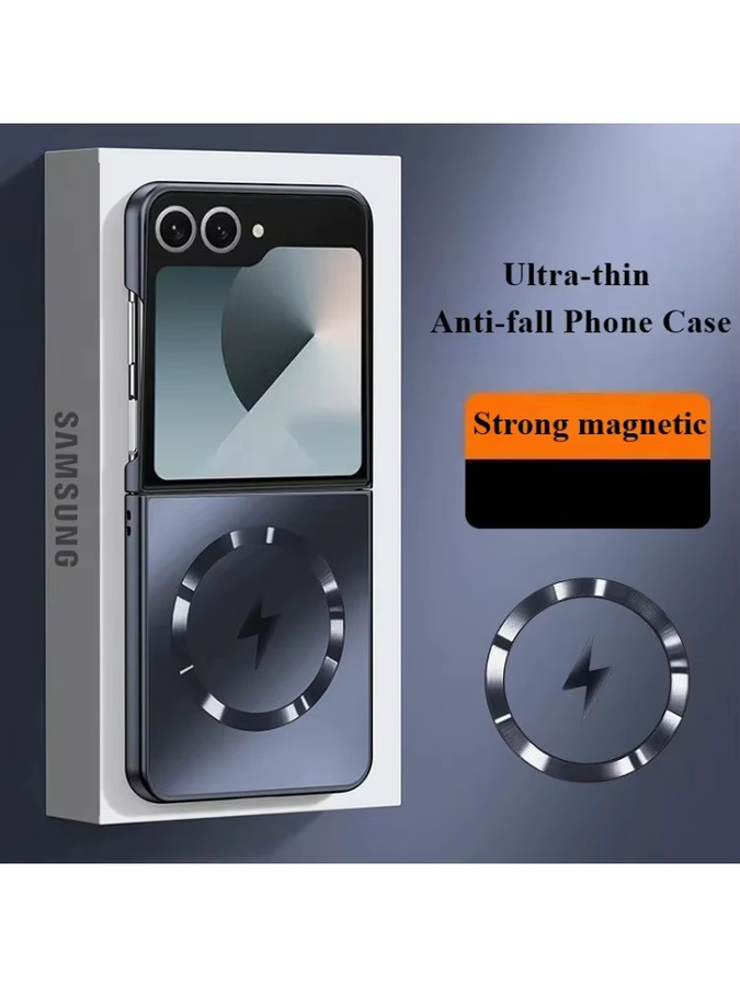 Galvanisierte AG Frosted Matte Magnet Wireless Ladehülle für Samsung Galaxy Z Flip 7FE 6 5 4 3 in Grau, schlanke sturzsichere Schutzhülle - Bild 5