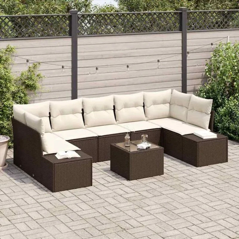 VIDAXL Garten-Sofa-Set aus Polyrattan in Braun mit 8 Teilen und modernen Loungemöbeln - Bild 1