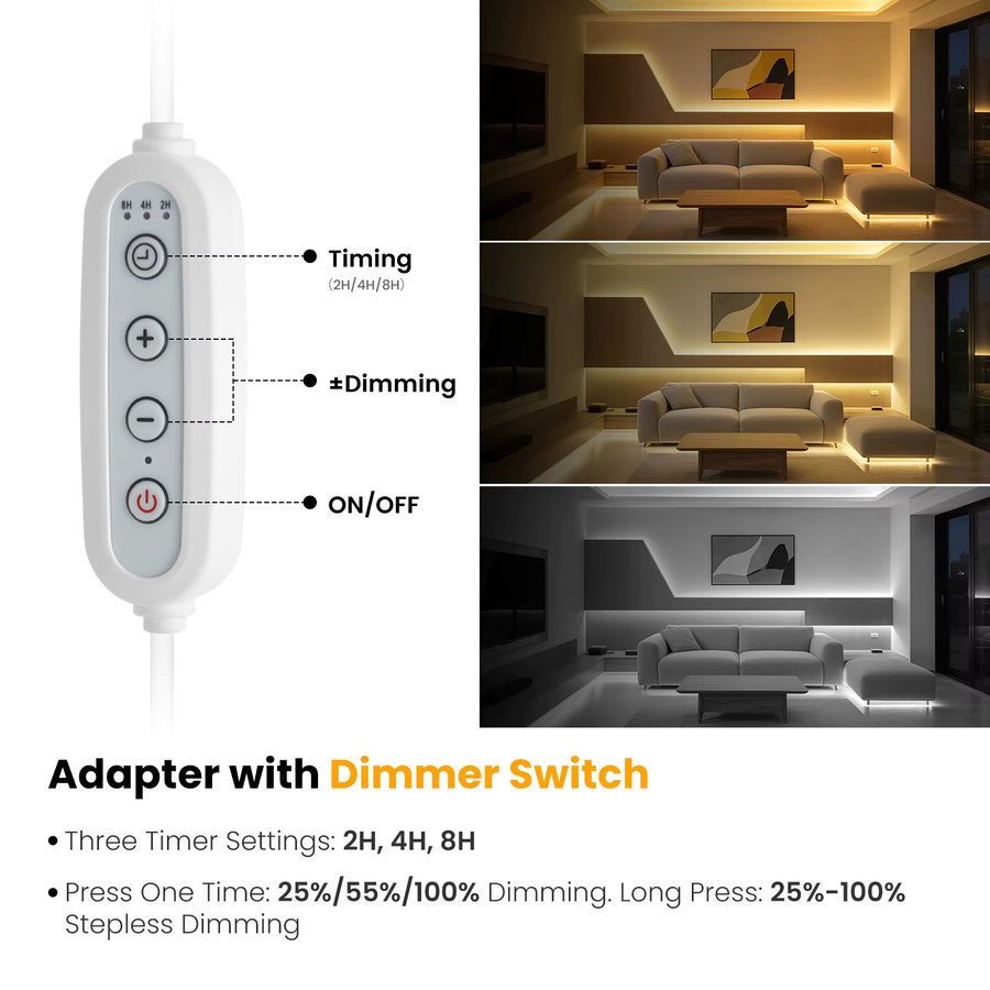 KISUFU RGBW COB-LED-Neonstreifenlicht mit Dimmer, wasserdicht, 220 V, rot, grün, blau und warmweiß - Bild 2