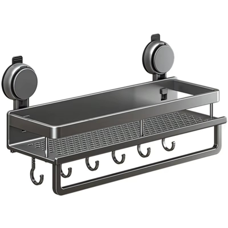 Multifunktionaler Wandhalter aus Metall mit Saugnapf und Selbstklebeoption für Küchenutensilien und Badezimmer, Beige - Bild 6