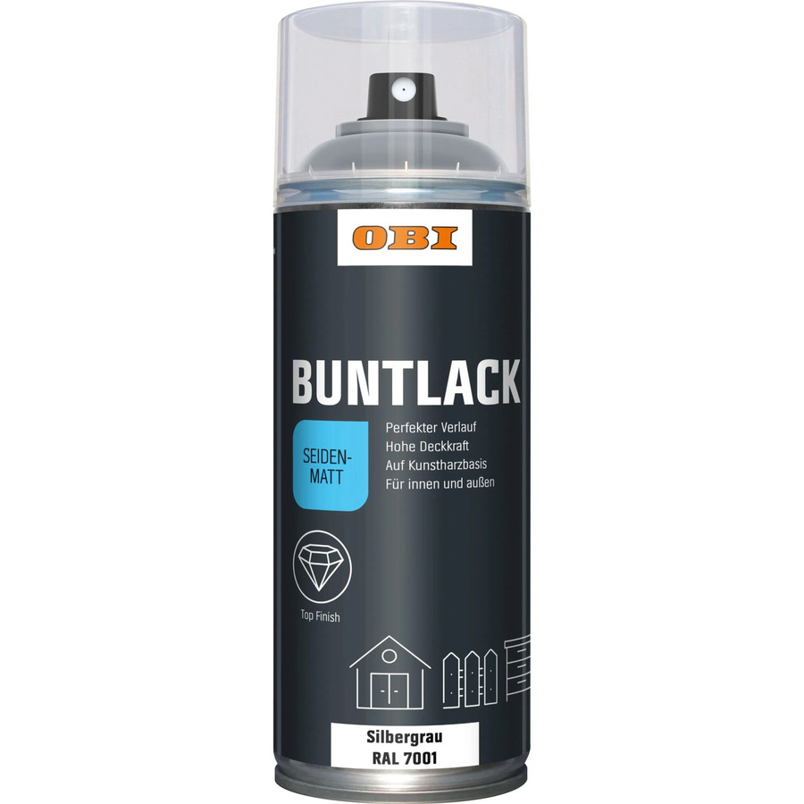 OBI Buntlack Spray Silbergrau RAL 7001 seidenmatt 400 ml - Bild 2