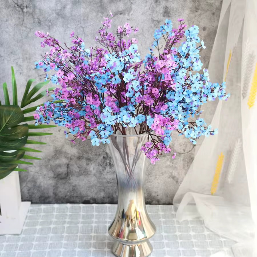 ZQCY Künstliche Kirschblüten und Gypsophila Zweige in Schwarz und Multicolour für deine Hochzeitsdekoration und Heimdekoration, 5 Stück - Bild 2