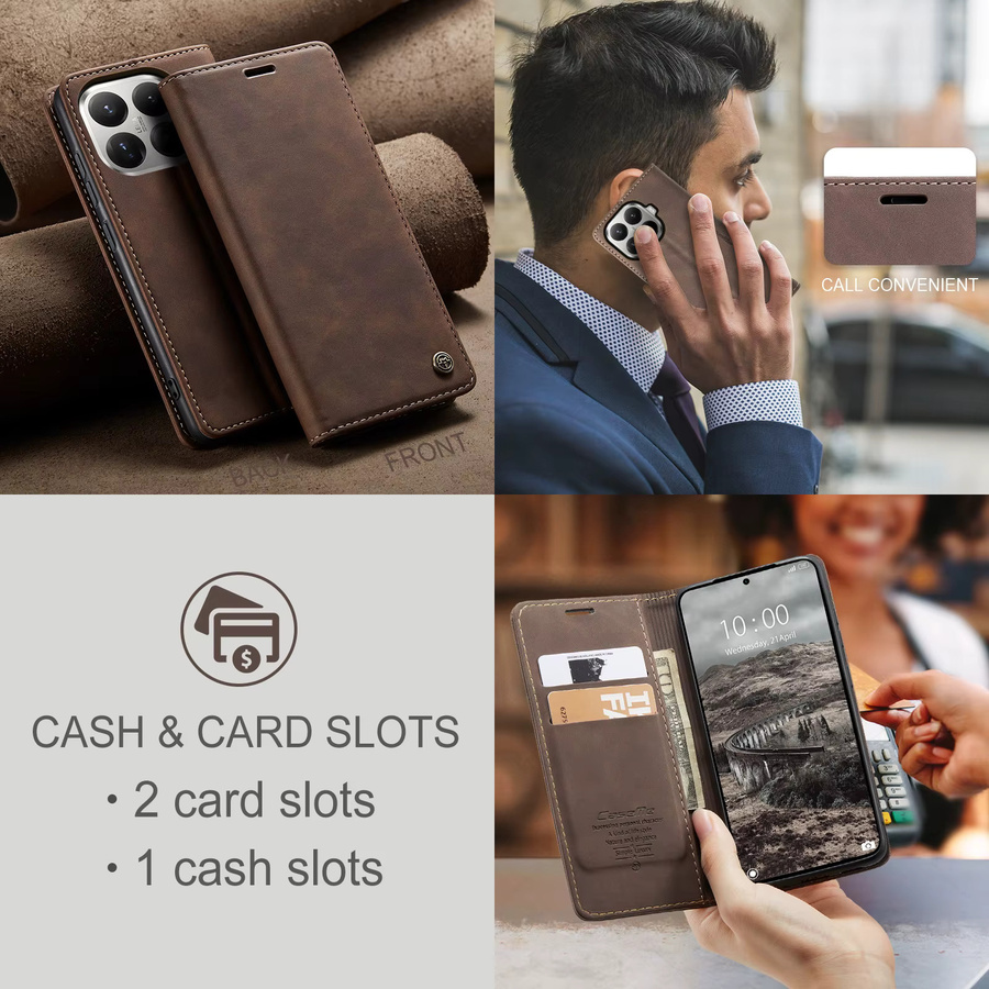 CaseMe Luxus Retro Magnetische Flip-PU-Leder-Handyhülle für Xiaomi 17T und Xiaomi 17T Pro als Wallet Cover in Schwarz oder Braun - Bild 2