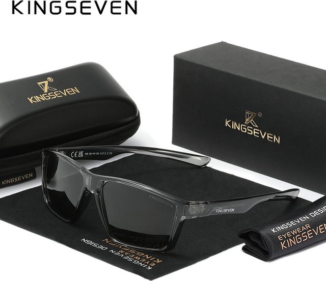KINGSEVEN Sonnenbrille, Vollrand, rechteckig, TR90, grau, Unisex, polarisiert - Bild 1