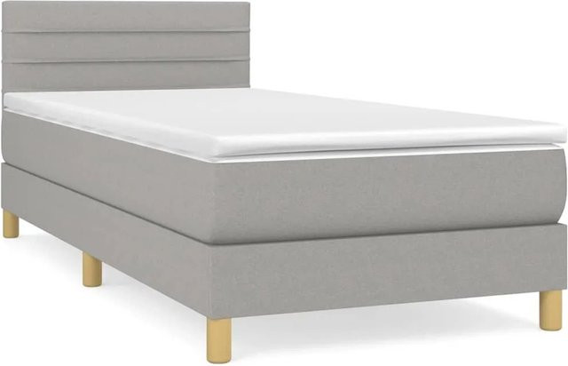 vidaXL Boxspringbett mit Matratze Hybrid-Design in Hellgrau, B/T/H: 80 x 200 x 78 cm - Bild 1