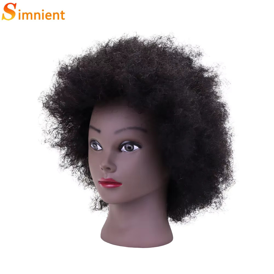 Simnient Afro-Mannequin-Köpfe mit 100 % Echthaar, mit Stativ - Bild 4