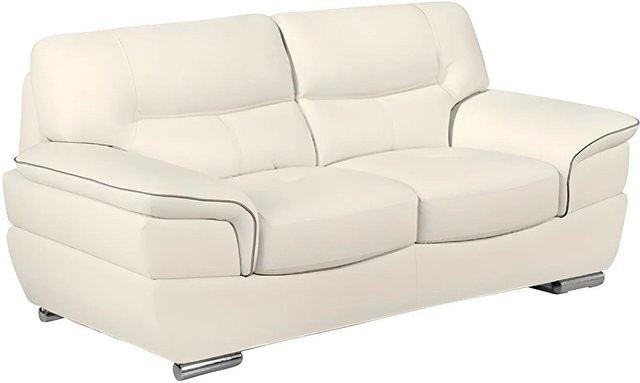Vente-unique Sofa Thibault in Elfenbein mit Armlehnen und Rindsleder-Bezug, Breite: 168 cm - Bild 1