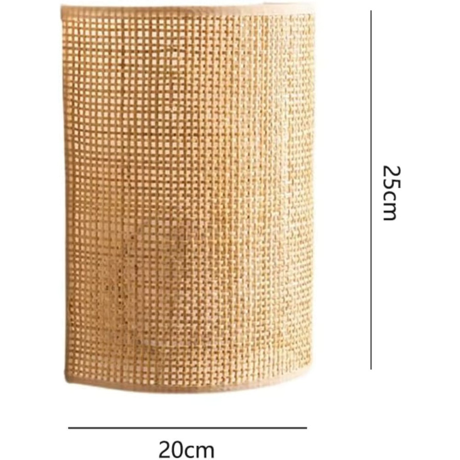 JOYINLED 2er Set Bambus-Wandleuchten in Braun, Retro Rattan Wandlampe mit E27 Fassung für Wohnzimmer, Schlafzimmer und Esszimmer - Bild 3