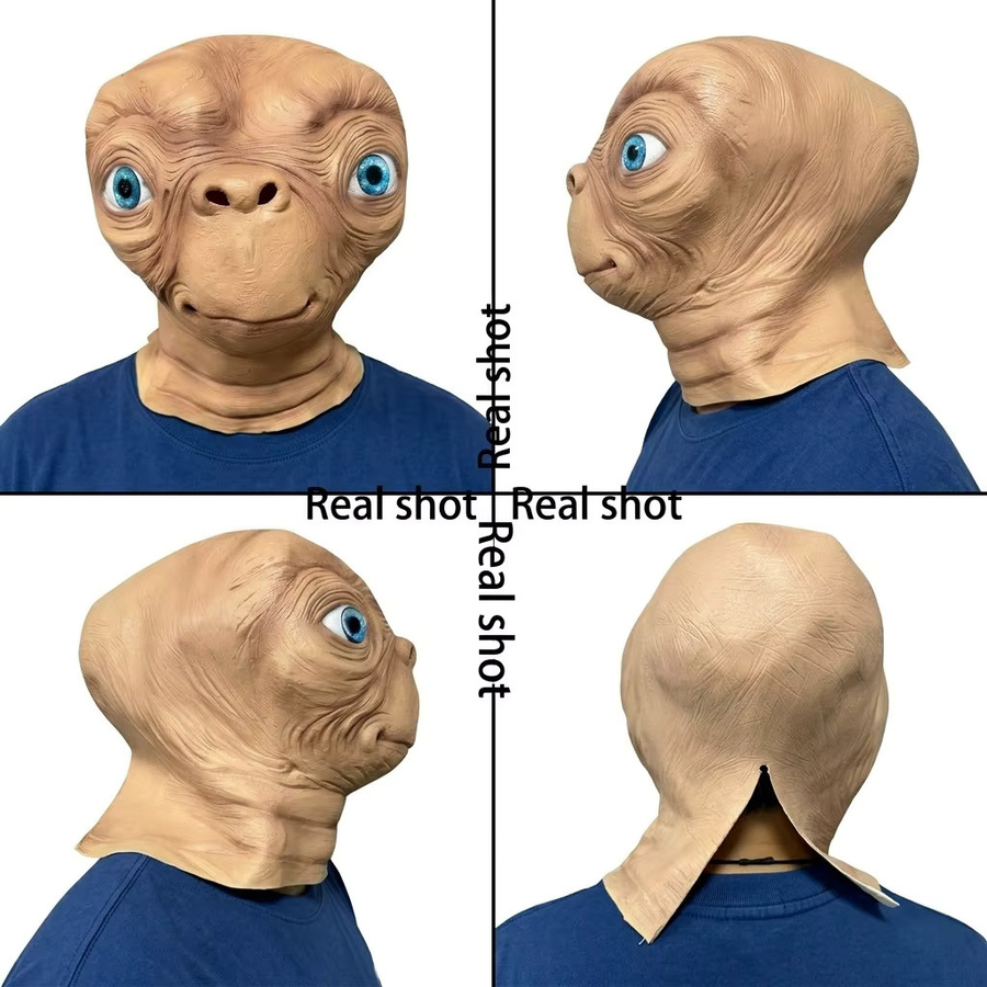 patygr E.T. Alien Latexmaske, Vollkopfmaske, Weltraum, Braun - Bild 2
