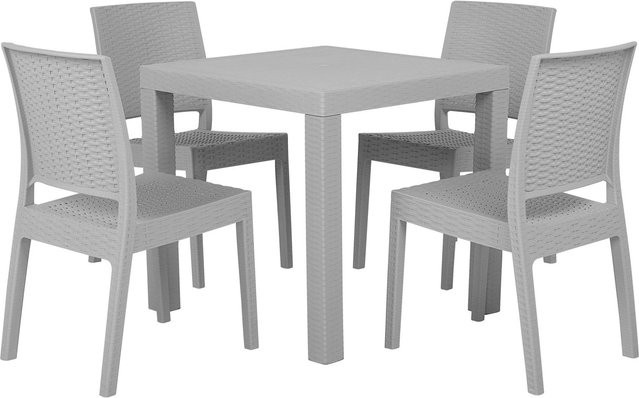 Beliani Gartentisch Set FOSSANO Hellgrau B/T/H: 80 x 80 x 89 cm - Bild 1