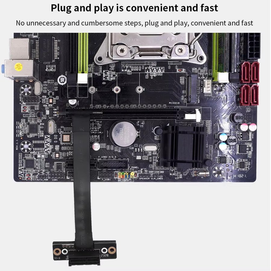 TISHRIC PCIe 3.0 x1 Riser-Verlängerungskabel mit 90 Grad Winkel für WLAN, Soundkarten und USB-Geräte in Schwarz oder Weiß - Bild 2