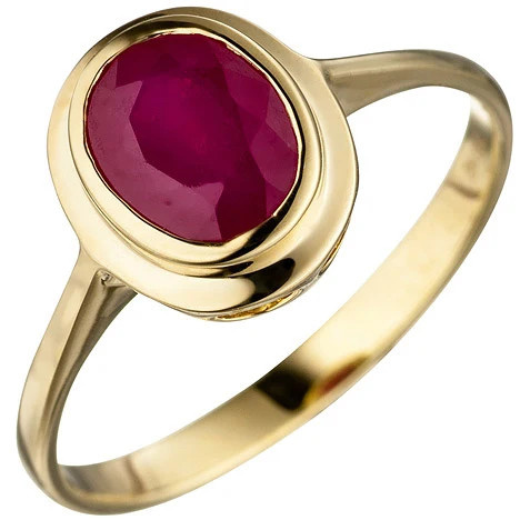 Colfem Ring 585 Gelbgold, Rubin, Damen, Größe 58 - Bild 1