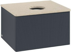 V&B Waschtischunterschrank Antao mit Frontstruktur in Mattblau, B/T/H: 60 x 36 x 50 cm - Bild 1
