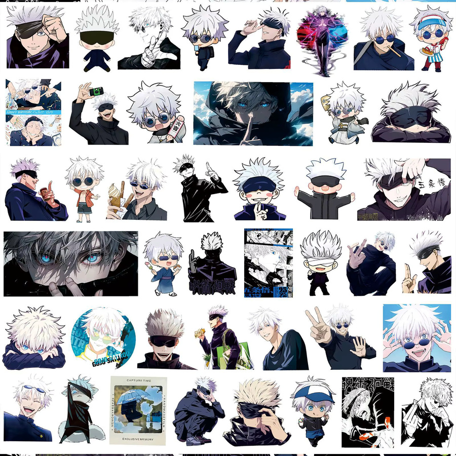 Bandai Jujutsu Kaisen Gojo Satoru Anime-Dekorationen, 75-teiliges Set, Schwarz-Weiß-Collage - Bild 2