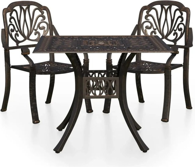 vidaXL 3-tlg Bistro-Set aus Aluminiumguss in Bronze und Braun, Modell 4 - Bild 1