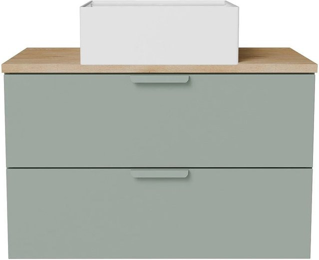 Einzelwaschtisch Avoreli aus Keramik in Mandelgrün Breite: 80 cm, Tiefe: 50 cm, Höhe: 46 cm - Bild 1
