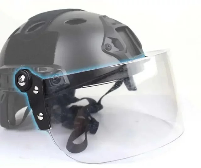 Taktische Helmbrille mit Antibeschlag-Schutz und Riot CS Funktion in Schwarz mit klarem Glas - Bild 1