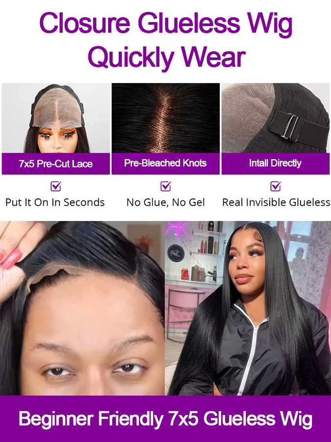 HJ WEAVE BEAUTY Echthaar-Perücke, Damen, brasilianisches Haar - Bild 5