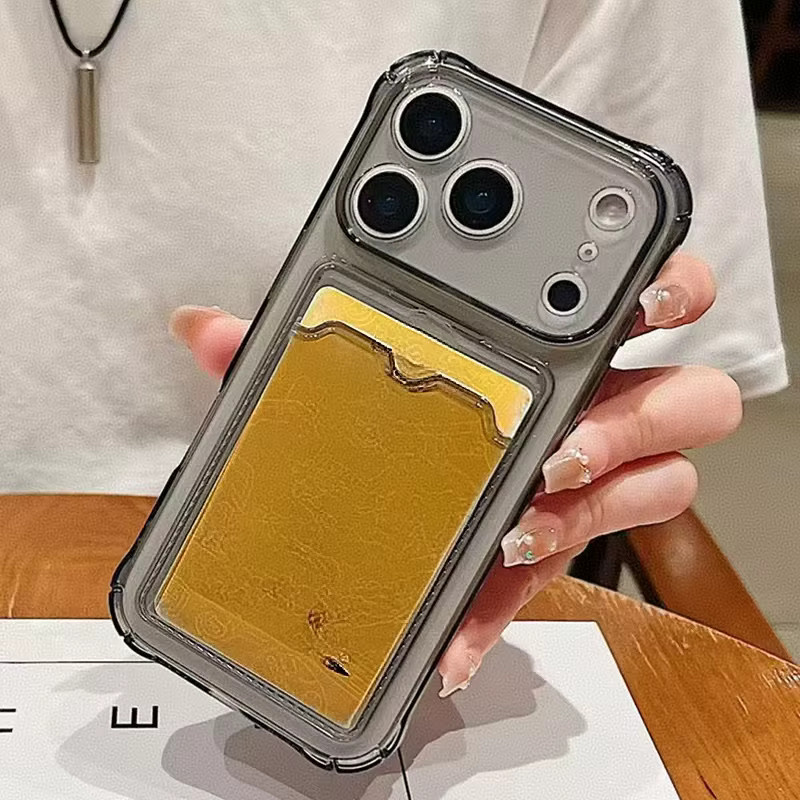 AKABEILA Stoßfeste Silikon-Schutzhülle mit Kartenfach für iPhone, Transparent - Bild 2