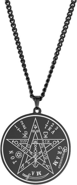 Rui Di Halskette Pentagramm, Edelstahl, Schwarz, 60 cm, Herren - Bild 1
