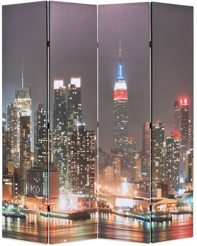 Klappbarer Raumteiler New York Bei Nacht von vidaxl, modern, mehrfarbig, B/H: 160 x 170 cm - Bild 1