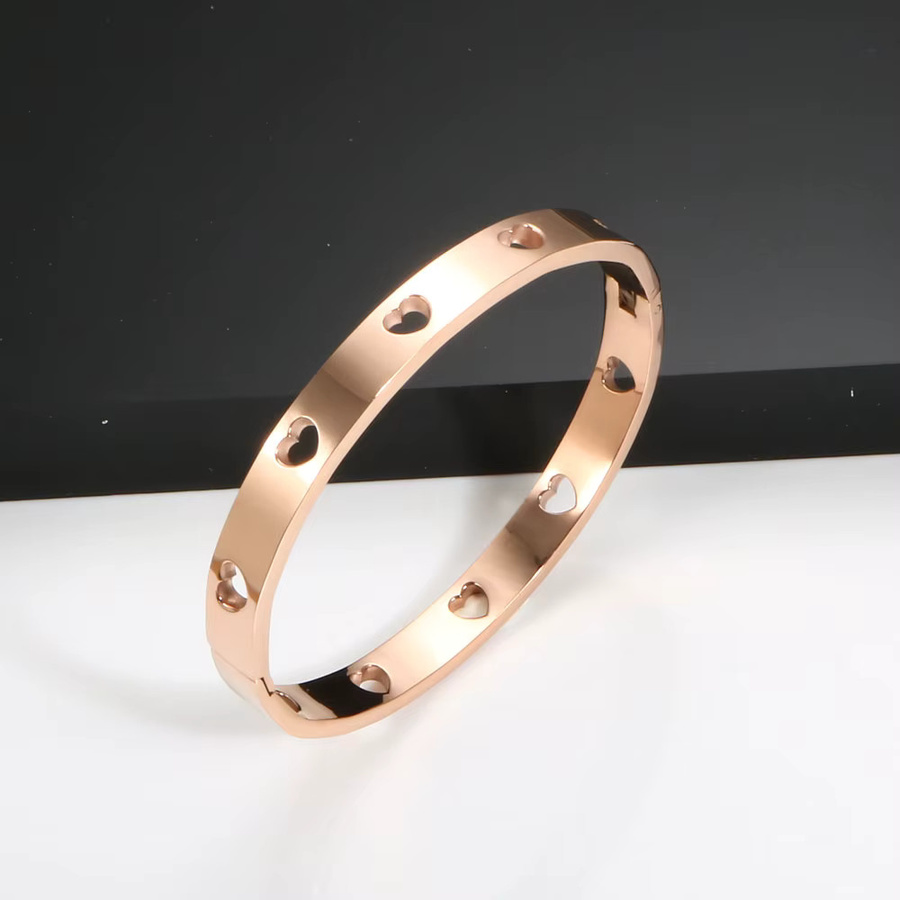 JOVO LOVE Armband Edelstahl, Hohl Herz Manschette, Unisex - Bild 1