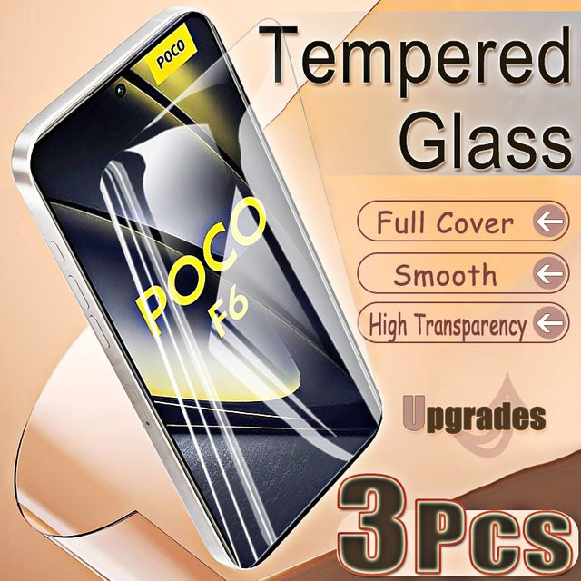 3er-Pack Gehärtetes Glas Displayschutzfolie für Xiaomi Poco F6, Transparent, 9H Fingerabdruck-Entsperrung und Anti-Explosions-Schutz - Bild 1