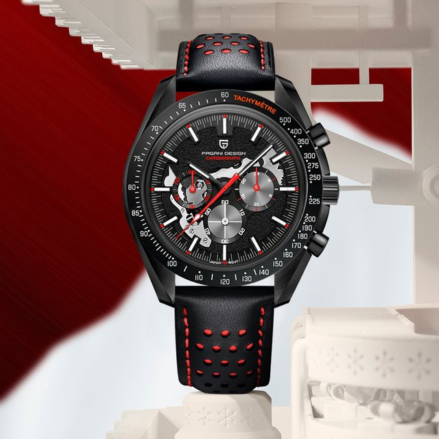 PAGANI DESIGN Chronograph, Quarz, Edelstahl, Saphirglas, Schwarz, Herren - Bild 1