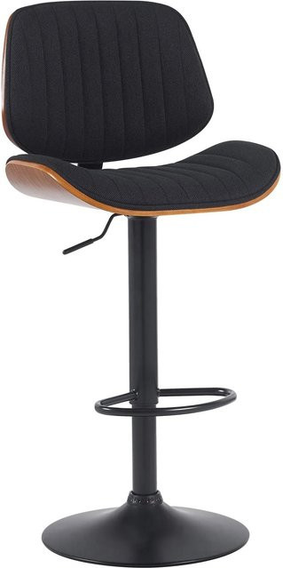 DELUKE Barhocker LOSAN Barstuhl aus Stoff in Walnuss und Schwarz, höhenverstellbar, drehbar mit Lehne, B/T/H: 50 x 50 x 94 cm - Bild 1