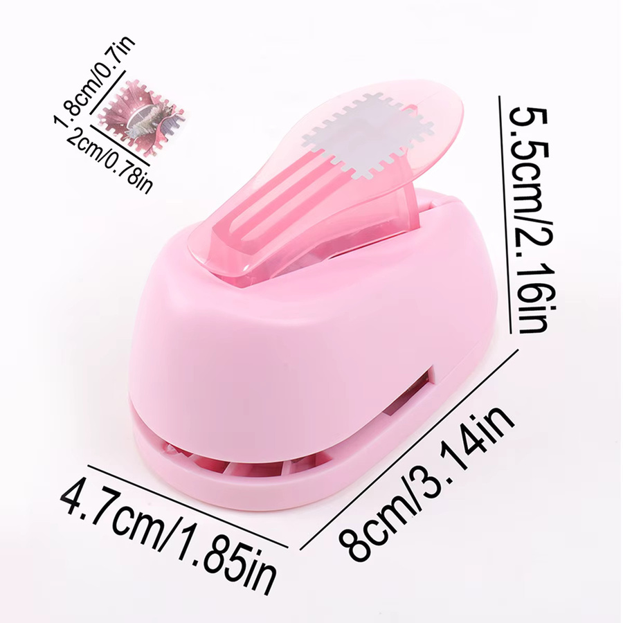 Stempelförmiger Papierstanzer für Scrapbooking und DIY-Bastelarbeiten in Blau und Pink - Bild 1