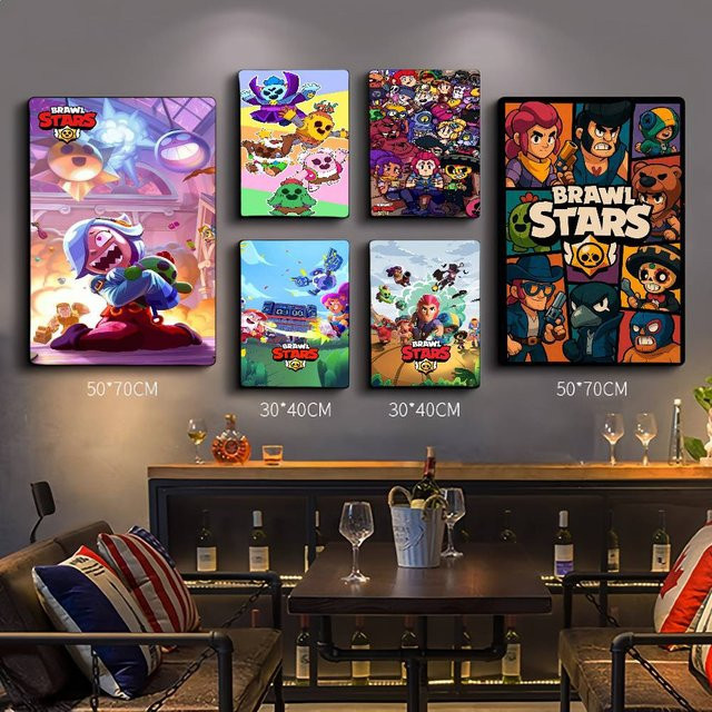 Brawl Stars Anime Klebeposter aus Retro Kraftpapier für dein Zimmer oder Café, Mehrfarbig, B/H: 15 x 15 cm - Bild 1