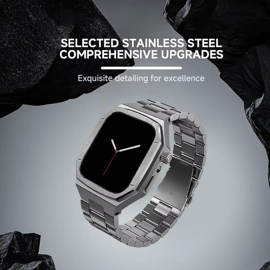 FancyWrist Uhrenarmband mit Gehäuse, Edelstahl, Silber, Apple Watch - Bild 4