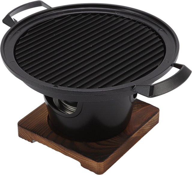 Qiilu Mini-Grill Tabletop aus Gusseisen in Schwarz für eine Person mit abnehmbarer Grillplatte - Bild 1