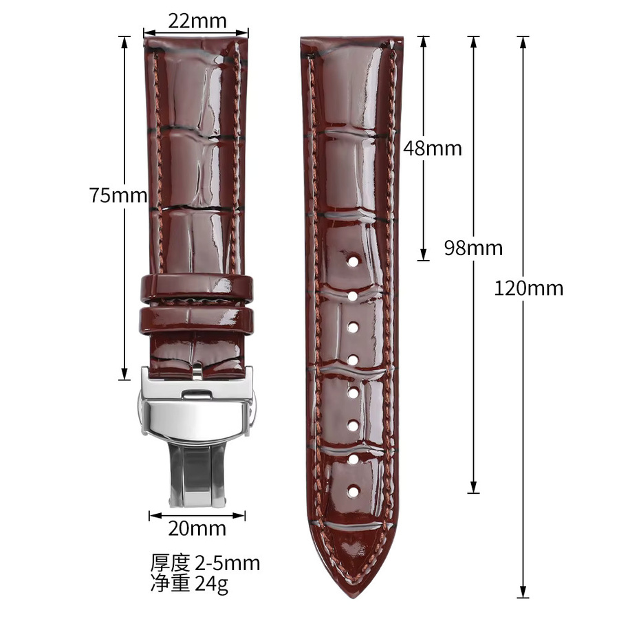 Uhrenarmband Kalbsleder, Bambusmuster, Schmetterlingsverschluss, Unisex - Bild 4