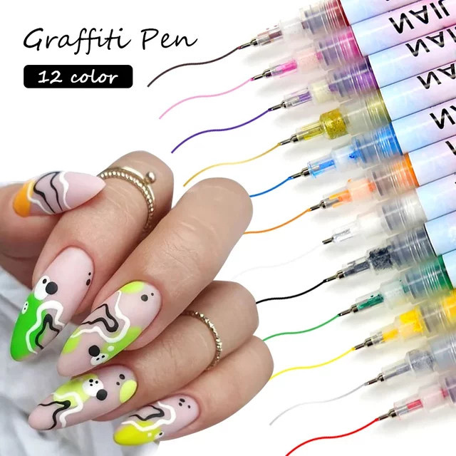 SWEET TREND MK02 Zeichenstifte für Graffiti-Nagelkunst, 12 Stück - Bild 1