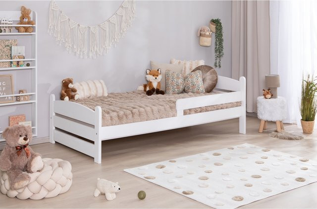 TiCAA Einzelbett Mello aus Massivholz für Kinder und Jugendliche in Weiß im skandinavischen Design - Bild 1