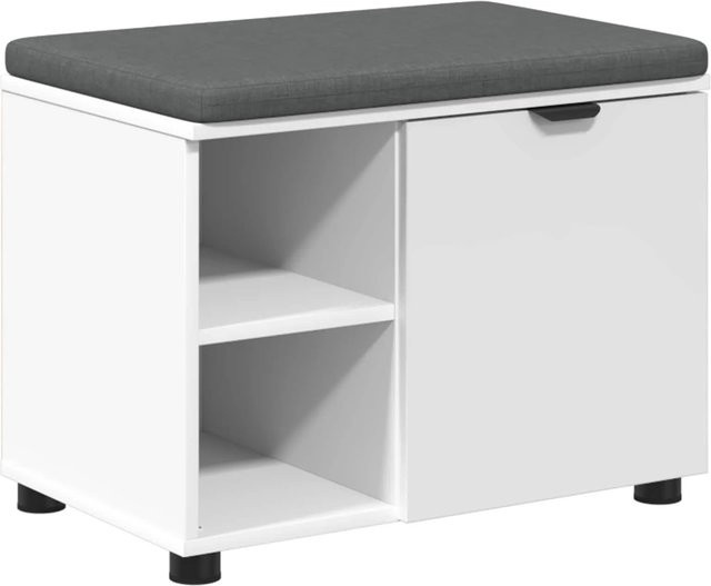 vidaXL Flurbank mit Kissen und Schuhregal in Weiß, B/T/H: 60 x 38 x 46 cm - Bild 1