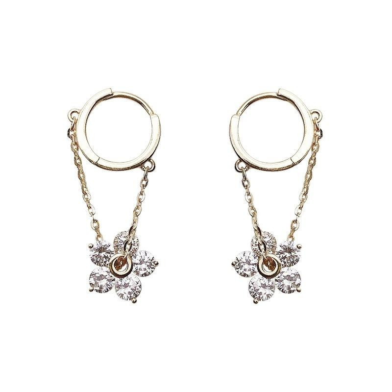 Blumenohrringe Damen, 925 Silber, Zirkonia - Bild 3