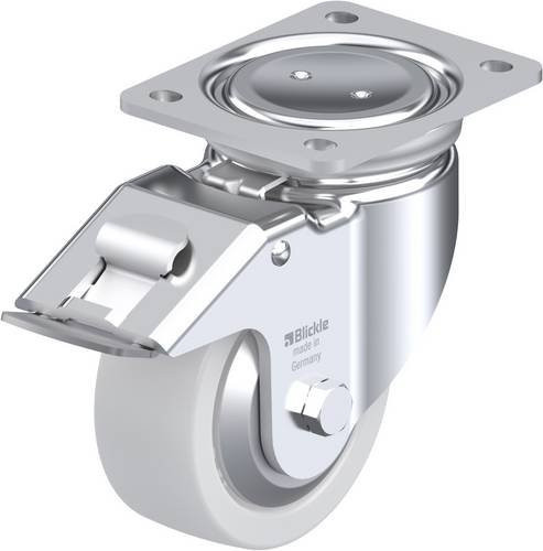 Blickle Lenkrolle LUH-SPO 127G-FI-FA mit Feststeller, silber/weiß, Rad-Durchmesser: 125 mm, Tragfähigkeit: 750 kg - Bild 1